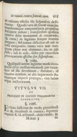 Titulus VII. De Processu In Caussis Personarum Cameralium.