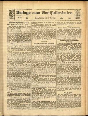 Zweite Ausgabe vom Sonntag, den 31. Dezember 1911.