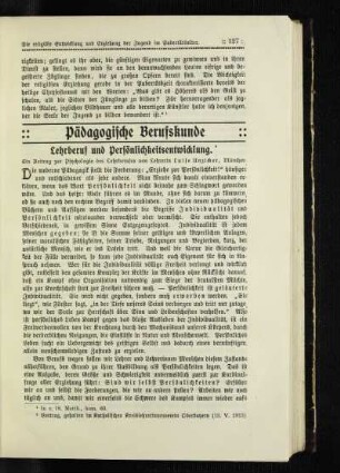 Lehrberuf und Persönlichkeitsentwicklung : ein Beitrag zur Psychologie des Lehrberufes