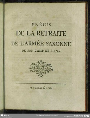 Précis De La Retraite De L'Armée Saxonne De Son Camp De Pirna