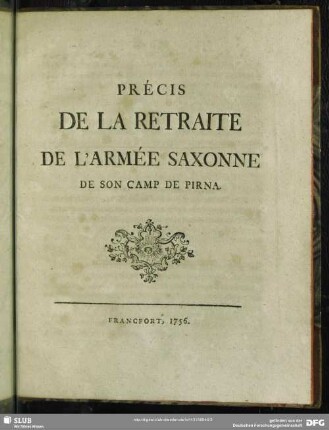 Précis De La Retraite De L'Armée Saxonne De Son Camp De Pirna