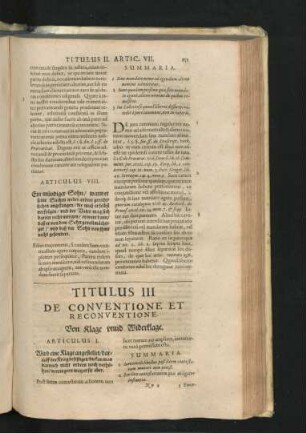 Titulus III. De Conventione Et Reconventione. Von Klage und Widerklage.
