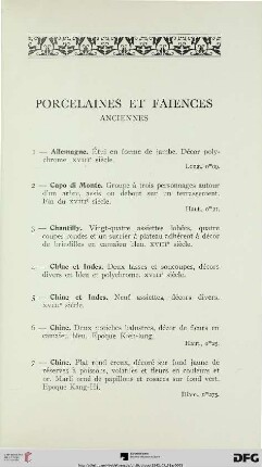 Porcelaines et Faiences anciennes (Nr. 1-47)