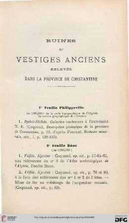Sér. 5: Ruines et vestiges anciens relevés dans la province de Constantine