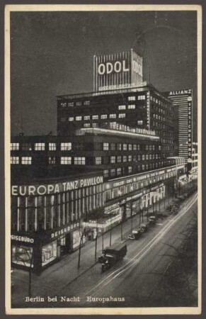 Ansichtskarte Berlin bei Nacht, Europahaus, Stresemannstraße