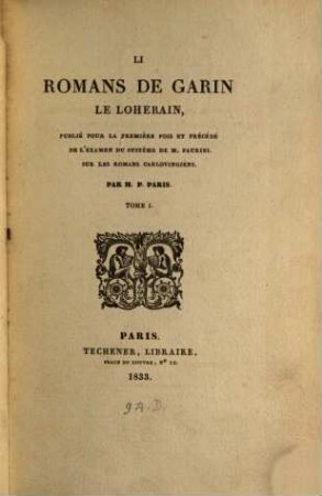 Li romans de Garin le Loherain. 1