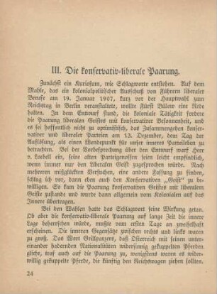 III. Die konservativ-liberale Paarung