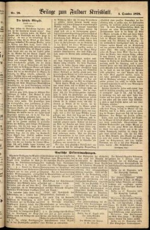 Zweite Ausgabe vom Mittwoch, den 01. Oktober 1879.