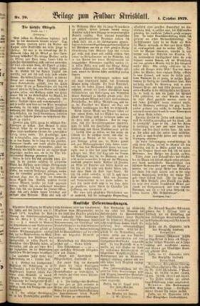 Zweite Ausgabe vom Mittwoch, den 01. Oktober 1879.