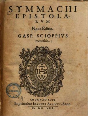 Symmachi epistolarum nova editio