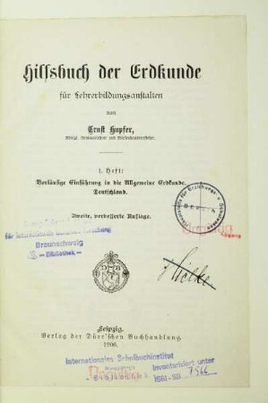 H. 1: Vorläufige Einführung in die Allgemeine Erdkunde, Deutschland