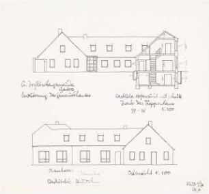 Evangelisches Gemeindehaus, Berlin-Gatow Erweiterung: (Lichtpause von Inv.Nr. 38605): Schnitt IV-IV, Ostansicht 1:100