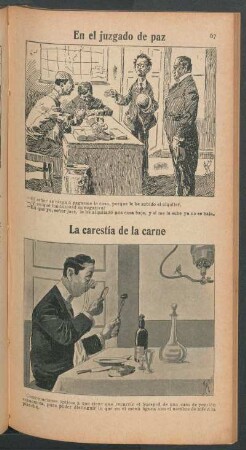 En el juzgado de paz [y] La carestía de carne - [Viñetas cómicas]