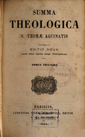 Summa theologica S. Thomae Aquinatis. 2