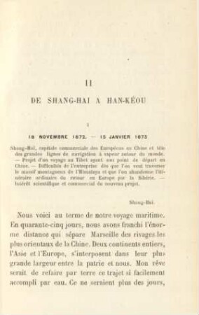 I. 18 Novembre 1872 - 15 Janvier 1873