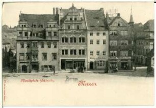 Meißen. Marktplatz (Südseite) mit Apotheke und Bäckerei A. Pause