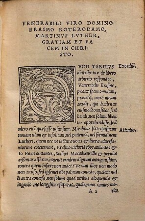 De Servo Arbitrio Martini Lutheri ad D. Erasmum Roterodamum