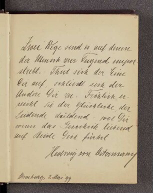 Hedwig von Ostermann. – Hamburg, 03.05.1899