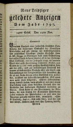 94tes Stück. Den 24ten Nov.