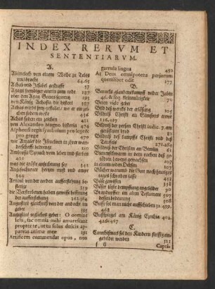 Index Rerum Et Sententiarum