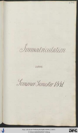 [S. 647] Sommersemester 1841