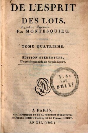 De l'esprit des lois, Tome Quatrieme