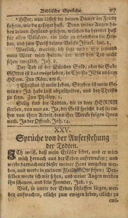 XXV. Sprüche von der Auferstehung der Todten