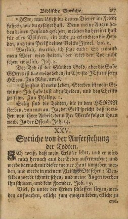XXV. Sprüche von der Auferstehung der Todten