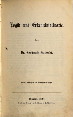 Logik und Erkenntnistheorie