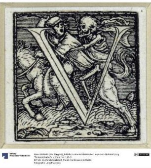 Initiale zu einem lateinischen Majuskel-Alphabet (sog. "Todesalphabet"): V