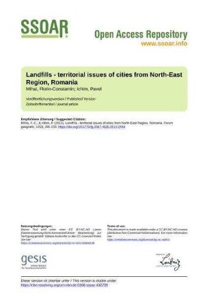 Landfills - territorial issues of cities from North-East Region, Romania