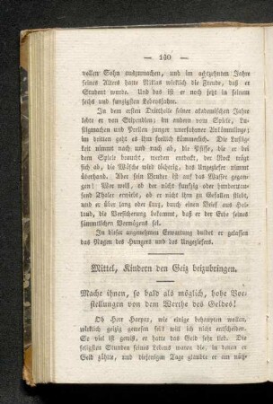 Mittel, Kindern den Geiz beizubringen.
