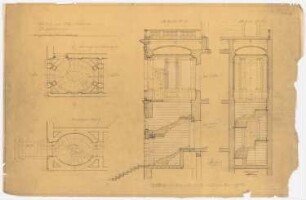 Palais Cohn-Oppenheim, Dessau: Gartentreppe: Grundrisse, Schnitte