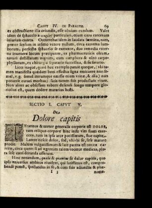Sectio I. Caput V. De Dolore capitis.