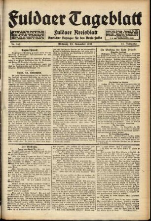 Ausgabe vom Mittwoch, den 23. November 1921.
