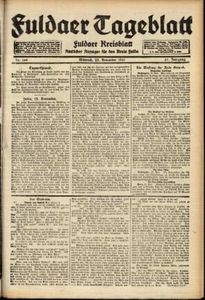 Ausgabe vom Mittwoch, den 23. November 1921.