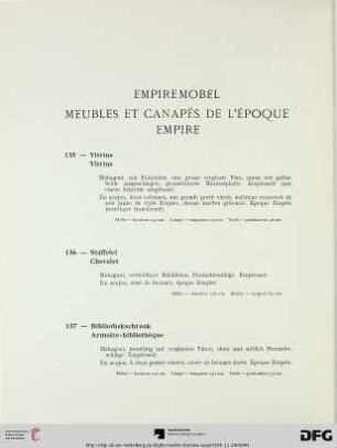 Empiremöbel – Meubles et canapés de l’époque Empire (Nr. 135-140)