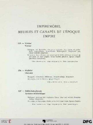 Empiremöbel – Meubles et canapés de l’époque Empire (Nr. 135-140)