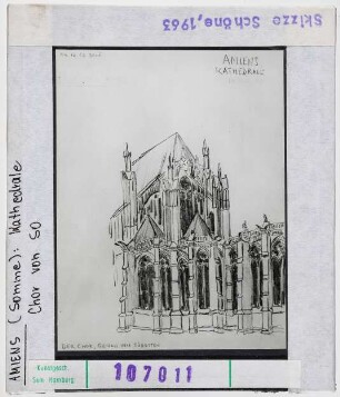 Amiens: Kathedrale, Chor von Südosten, Skizze Schöne 1963