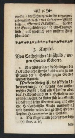 3. Capitel. Von Catholischer Unschuld/ wegen Gottes Gebotts