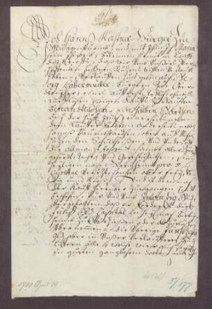 Verkaufsbrief des Hans Kastner zu Muggensturm an Georg Habermüller zu Oberweier über 1/2 Garten bei der Huf-Jeuch um 20 fl.