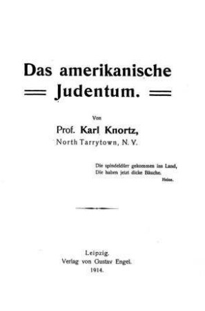 Das amerikanische Judentum / von Karl Knortz