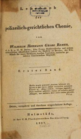 Lehrbuch der polizeilich-gerichtlichen Chemie, 1