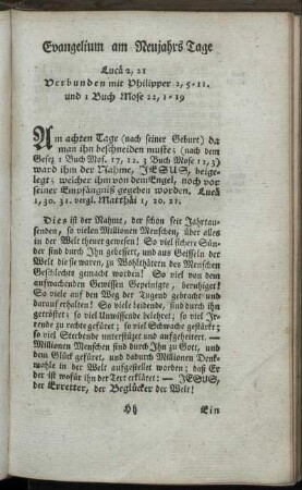 Evangelium am Neujahrs Tage.