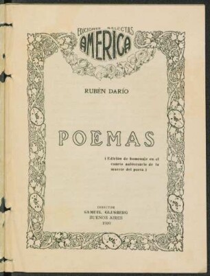 1920001500: Poemas : (edición de homenaje en el cuarto aniversario de la muerte del poeta)