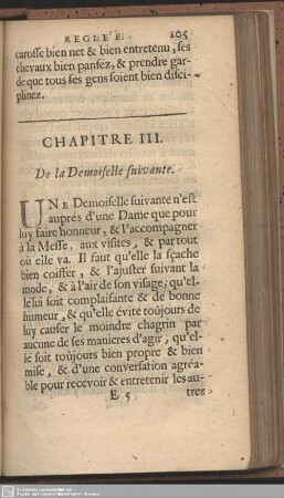 Chap. III. De la Demoiselle suivante