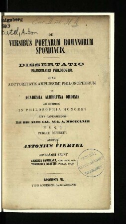 De versibus poetarum Romanorum spondiacis