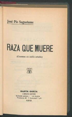 Raza que muere : (cuentos en estilo criollo)