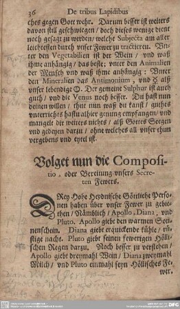 Volget nun die Compositio, oder Bereitung unsers Secreten Fewers.