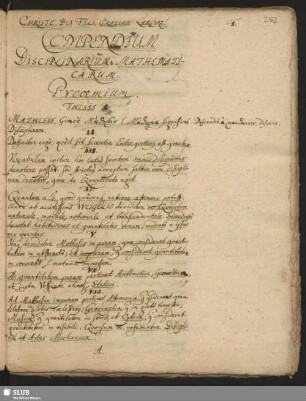 Compendium disciplinarium mathematicarum.